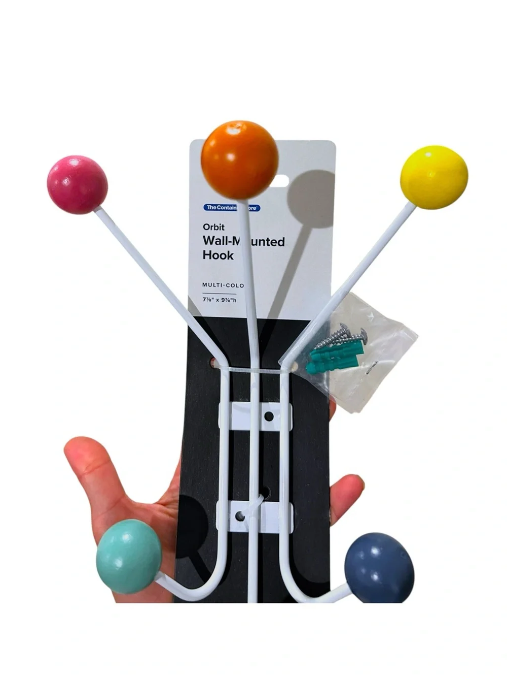 The Container Store 6 Hook Colorful Orbit Wall‑Mounted Storage Mount Multi‑Color
